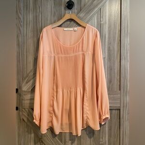 Sejour Peach Blouse with Long Sleeves